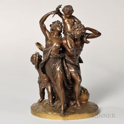 J. Albinet Bronze and Gilt-bronze Classical Figure Group