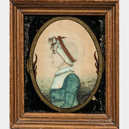 Edwin Plummer (Massachusetts, c. 1802-1880) Portrait of a Woman in a White Bonnet