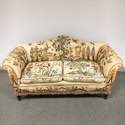 Colonial Revival Embroidered Sofa