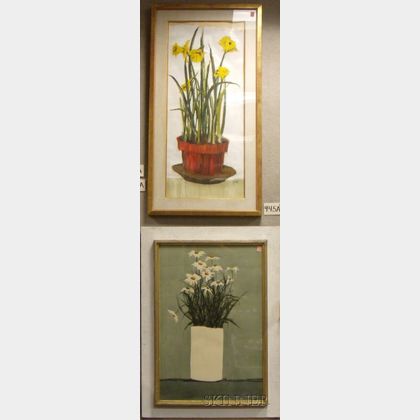 Lot of Two Framed Floral Works by Roy Bailey (American, 20th Century):