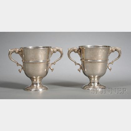 Pair of Irish George II Silver Two-Handled Cups