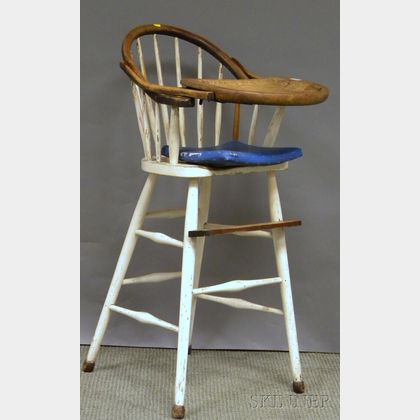 Child's White-painted Windsor-style High Chair.