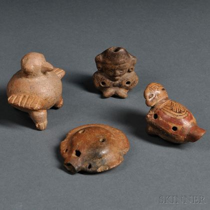 Four Pre-Columbian Ocarinas and Whistles