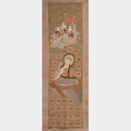 Buddhist Textile Panel Depicting The Western Paradise