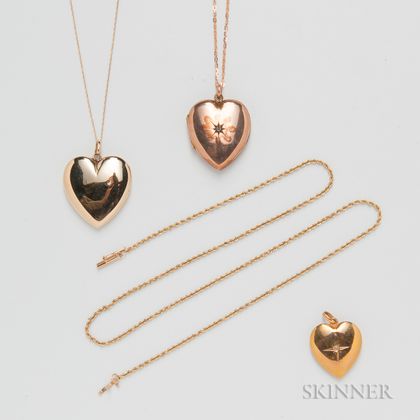 Three Gold Heart-form Pendants