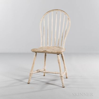 White-painted Bow-back Windsor Side Chair
