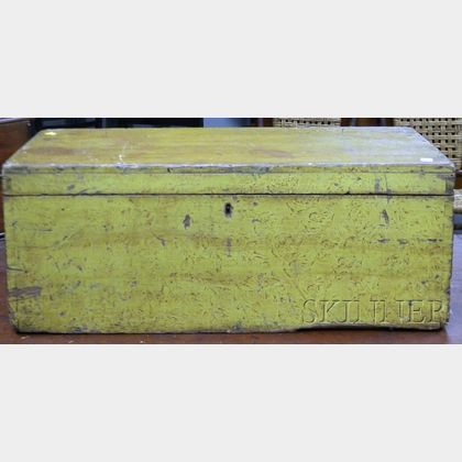 Putty and Yellow-painted Pine Dovetail-constructed Storage Box