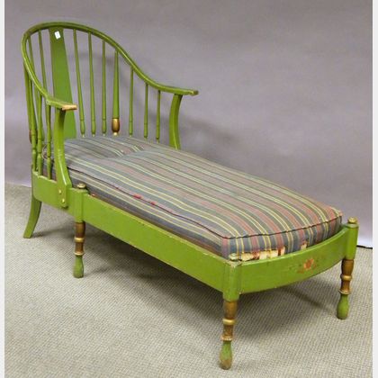 Stickley Colonial Revival Windsor-style Green-painted Maple Chaise