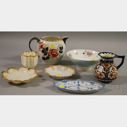 Seven Pieces of Assorted Decorated Porcelain and Ceramic Tableware