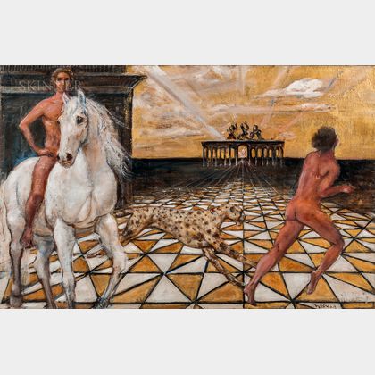 Nancy Ellen Craig (American, 1927-2015) Dream Painting with Horse and Cheetah.