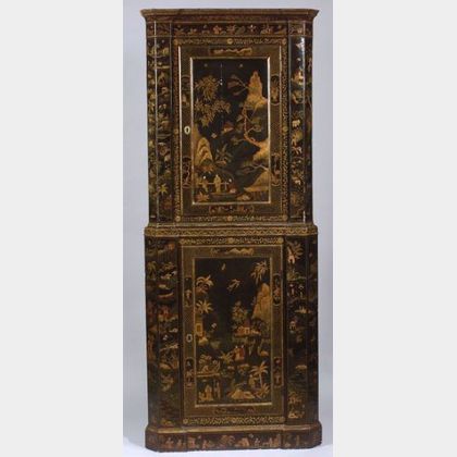 Early Georgian Japanned Two-Part Corner Cabinet