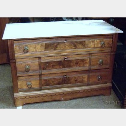Victorian Eastlake-type Marble-top Walnut Dresser. 