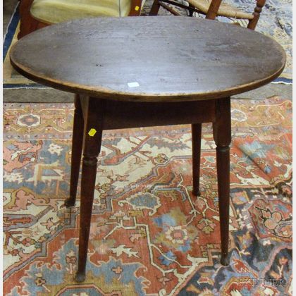 Brown-painted Queen Anne Oval-top Tea Table with Splayed Legs