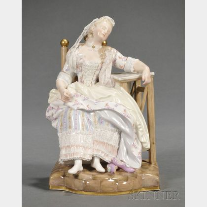Meissen Porcelain Figure of a Lady Napping