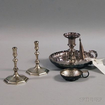 Small Group of English and French Silver and Silver-plated Tableware