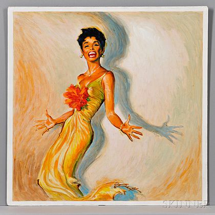 Hawley, Pete (1916-1975) Original Signed Painting for Encore by Lena Horne, Record Cover, c. 1958.