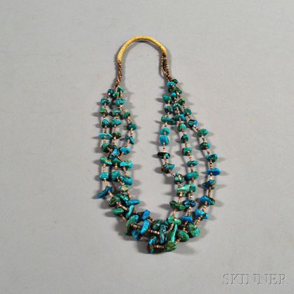 Pueblo Three-strand Turquoise and Heishi Necklace