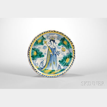 Tin-glazed Earthenware Queen Anne Charger