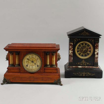 Belgian Slate and Seth Thomas Adamantine Mantel Clocks