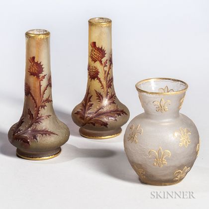 Three Daum Nancy Vases 