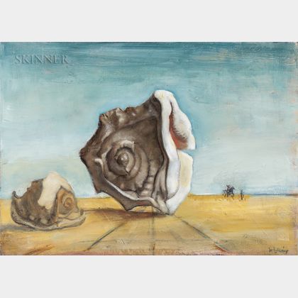 Nancy Ellen Craig (American, 1927-2015) Surrealistic Landscape with Helmet Shells