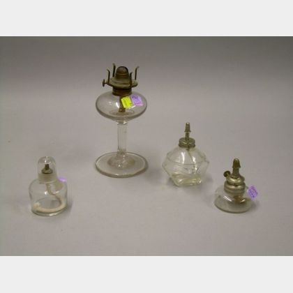 Four Colorless Glass Camphene Lamps