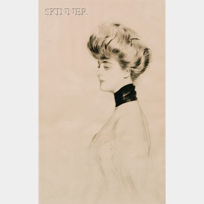 Paul César Helleu (French, 1859-1927) Élégante de profil vers la gauche (Portrait de Mme Letellier).