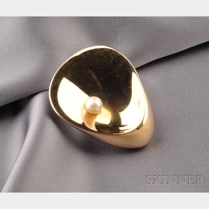 18kt Gold and Cultured Pearl Brooch, Georg Jensen