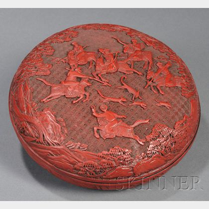 Cinnabar Carved Box and Cover