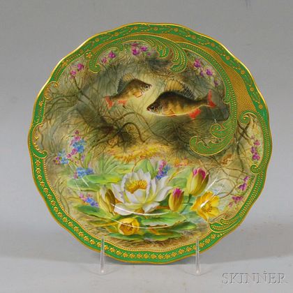 Cauldon Hand-painted and Gilt-decorated "Perch" Fish Plate