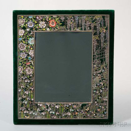 Japanese Silver and Enamel Mirror Frame