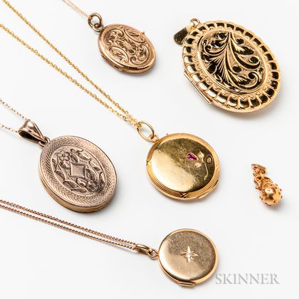 Two 14kt Gold Lockets and Four Gold-filled Lockets