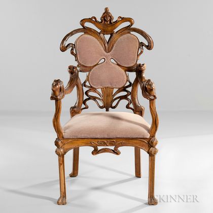 Italian Art Nouveau Carved Chair