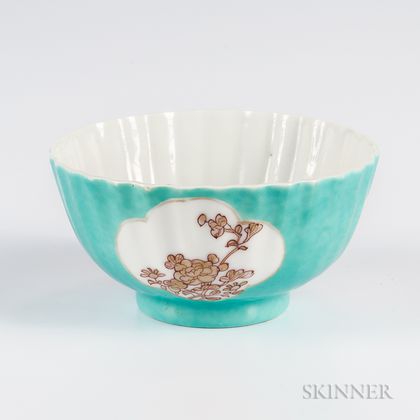 Red and Gilt Turquoise-ground Bowl