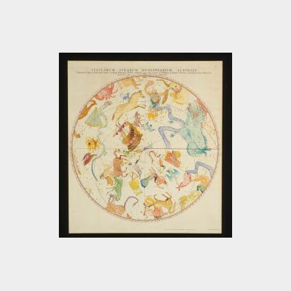 English Hand-Colored Celestial Map