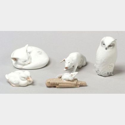 Five Small Royal Copenhagen Animal Figures