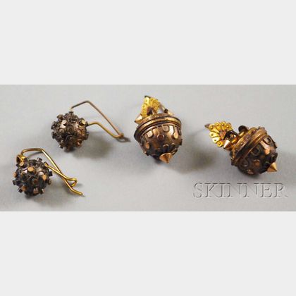Two Pairs of Etruscan Revival Earrings