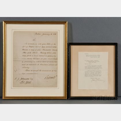 Otto von Bismarck (1815-1898) and John J. Pershing (1860-1948) Letters Signed.