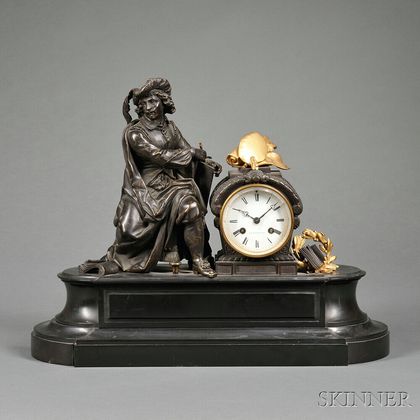 French Parcel-gilded Bronze Mantel Clock
