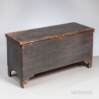 Gray/blue-painted Pine Six-board Chest on Cutout Feet