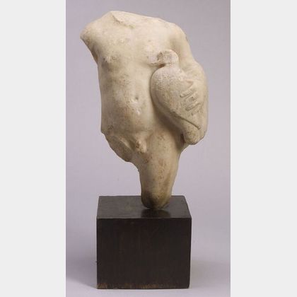 Greek or Roman Marble Fragmentary Statue of a Young Boy Holding a Dove