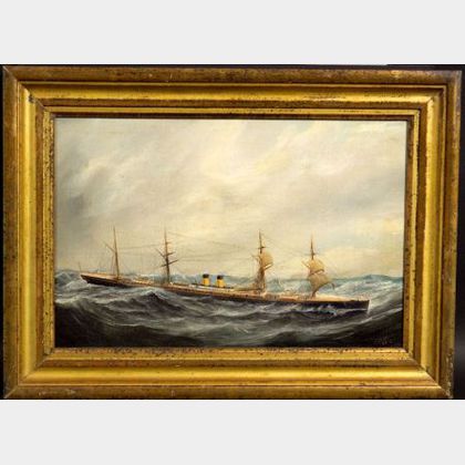 Parker Greenwood (English, 1850-1904) Portrait of an Ocean Steamer in Heavy Seas.
