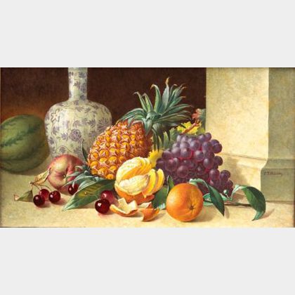 Continental Still Life Painting on Tile Plaque