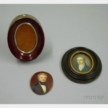 Two Framed 19th Century Portrait Miniatures of Gentlemen. 