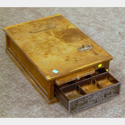The McCaskey System Oak and Cast Metal Cash Box