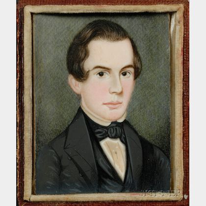 Portrait Miniature of a Young Gentleman Dressed in Black Coat