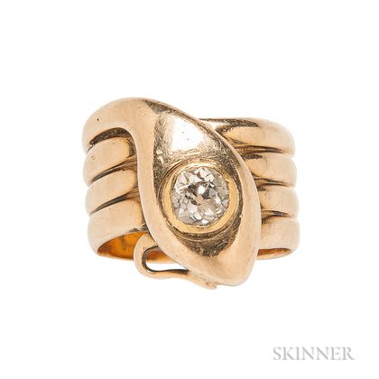 14kt Gold and Diamond Snake Ring