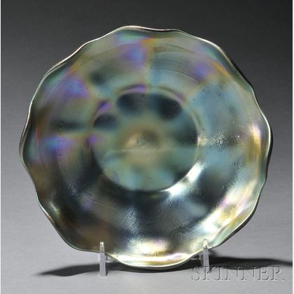 Tiffany Blue Favrile Glass Dish