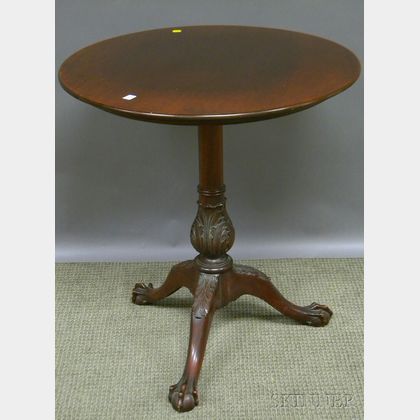 Georgian-style Carved Mahogany Occasional Table with Tripod Base