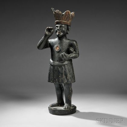 Carved and Painted Indian Tobacconist Countertop Figure